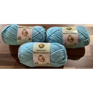 Lion Brand LB Collection Superwash Merino Cashmere Yarn 3 Skeins #123 Seafoam